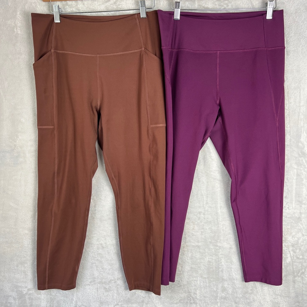Girlfriend Collective Leggings Lot (2)Bundle XL Brown Plum Compressive High Rise
